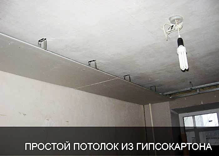 Простой потолок из гипсокартона